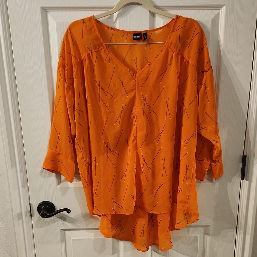 Orange V-Neck Women's Top